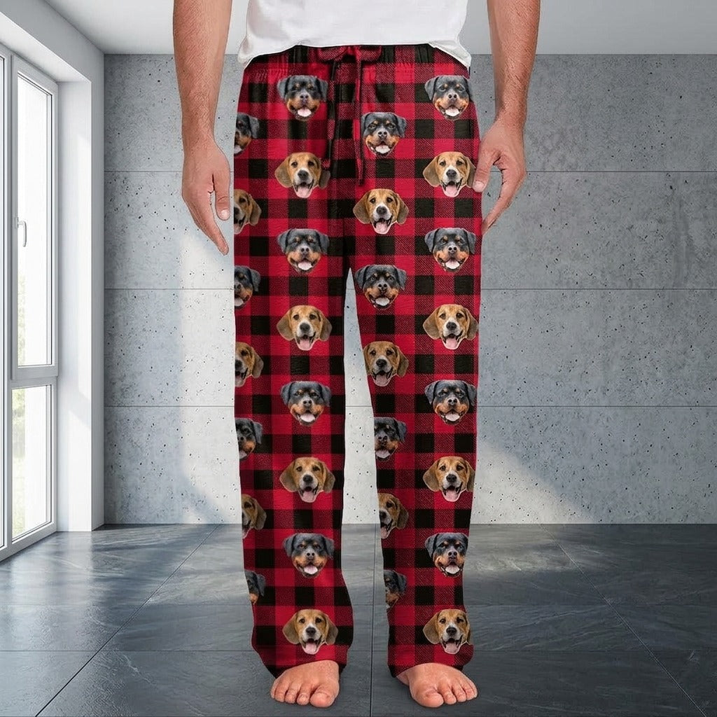 Custom Photo With Christmas Pattern Dog Cat Man's Pants