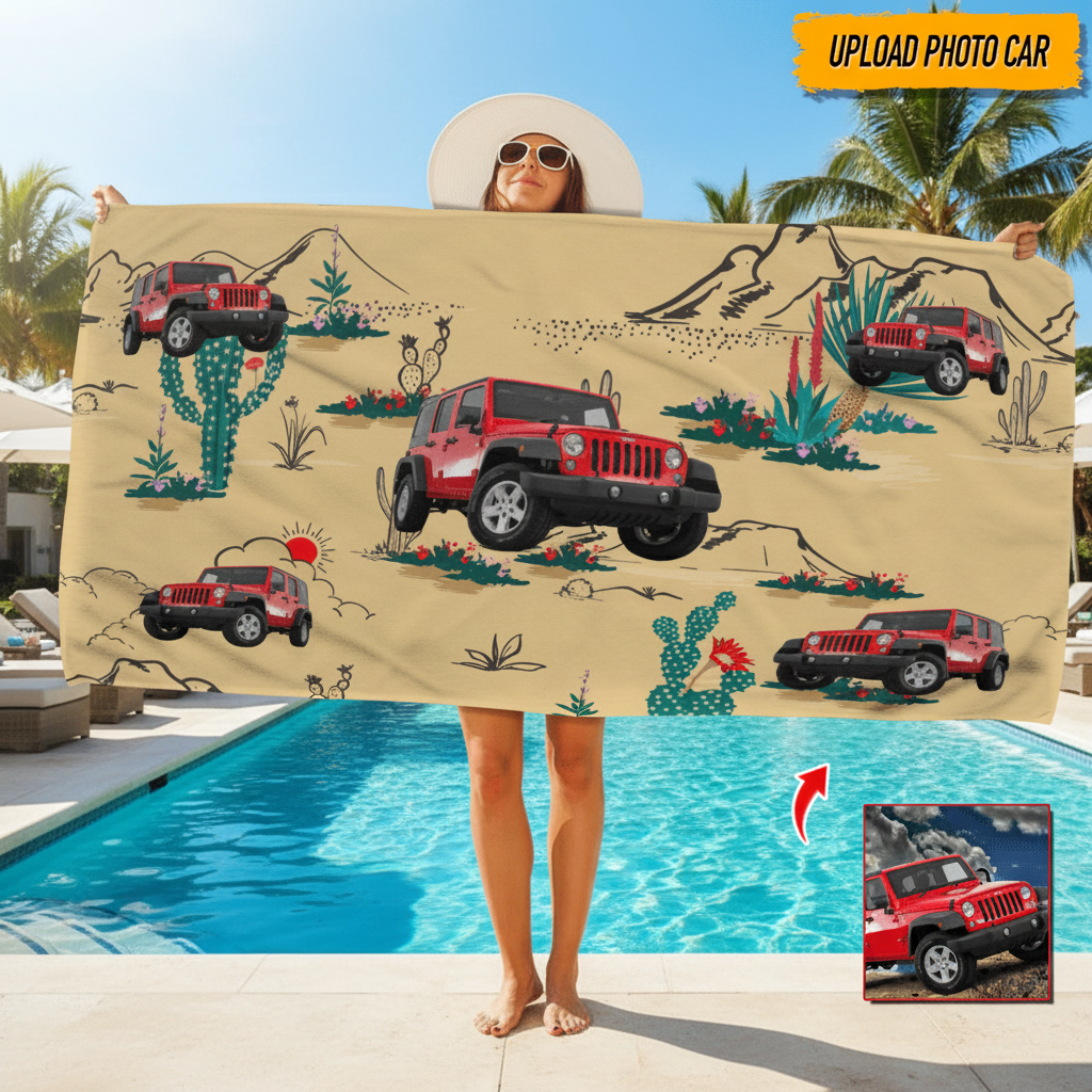 Custom Photo Car Beach Towel N304