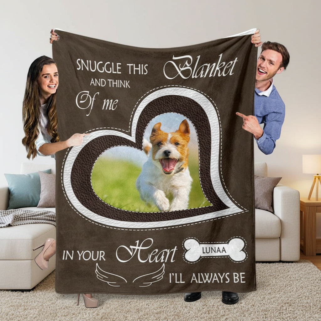 Custom Dog Cat Photo Snuggle This Blanket And Think Of Me Me