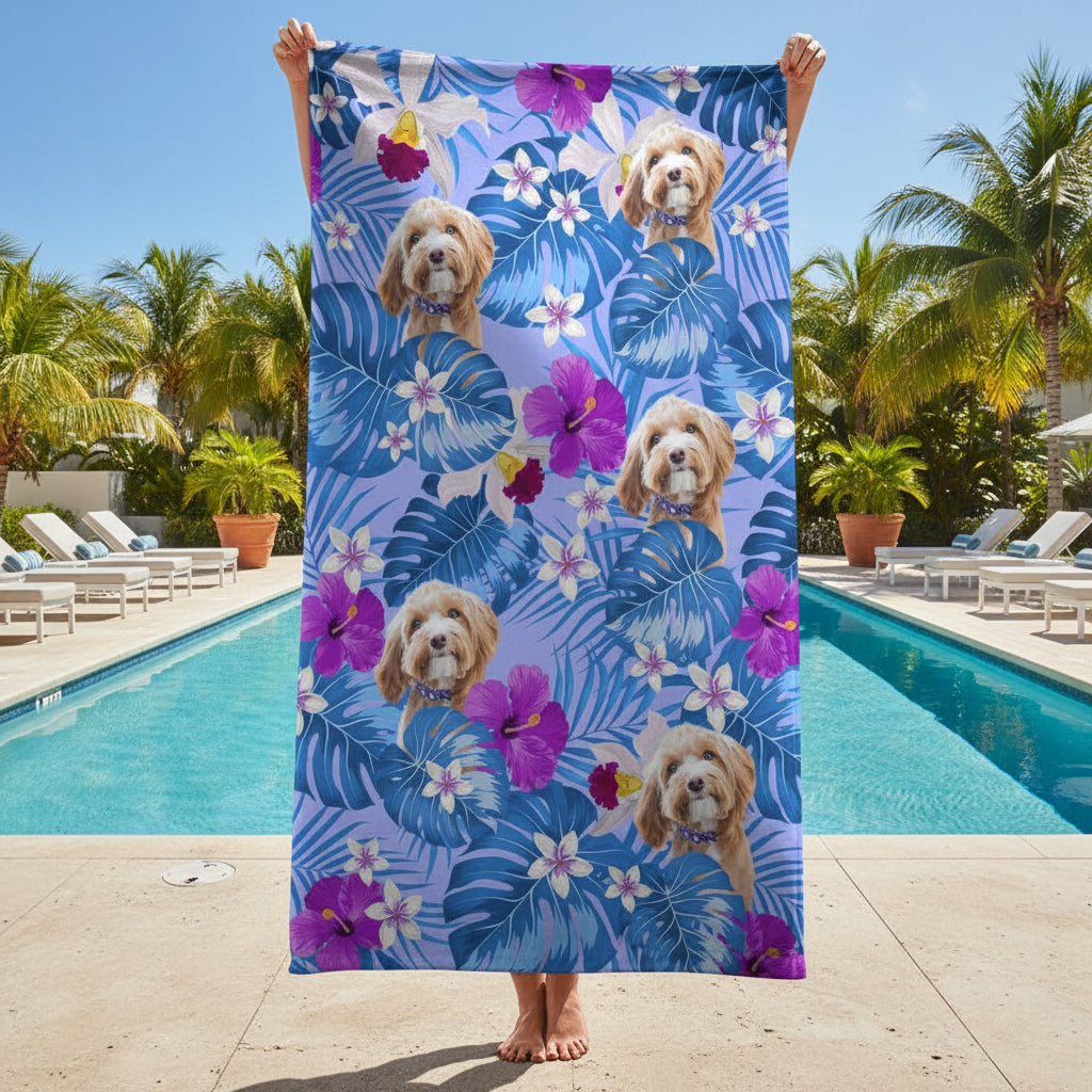 Custom Photo Tropical Style Dog Beach Towel N304