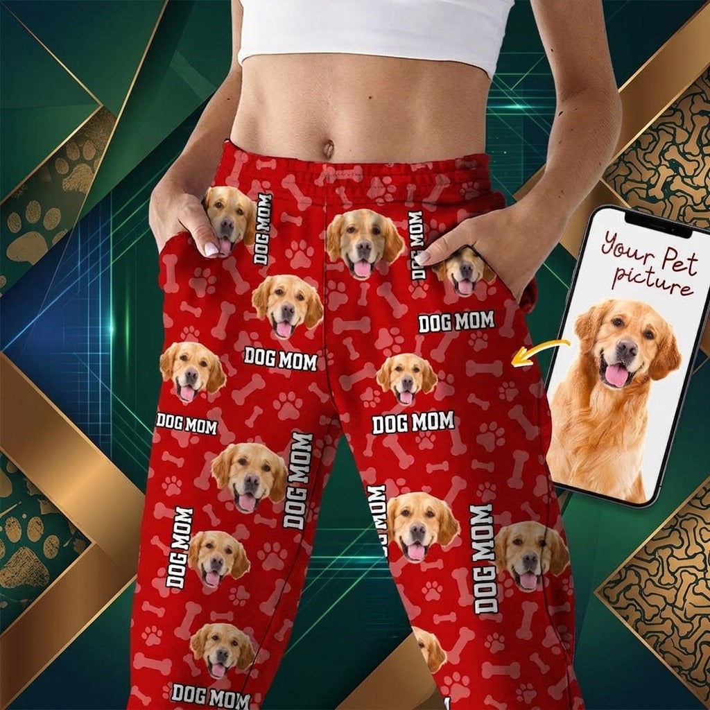 Custom Photo Name Paw Pattern Dog Cat Pajamas