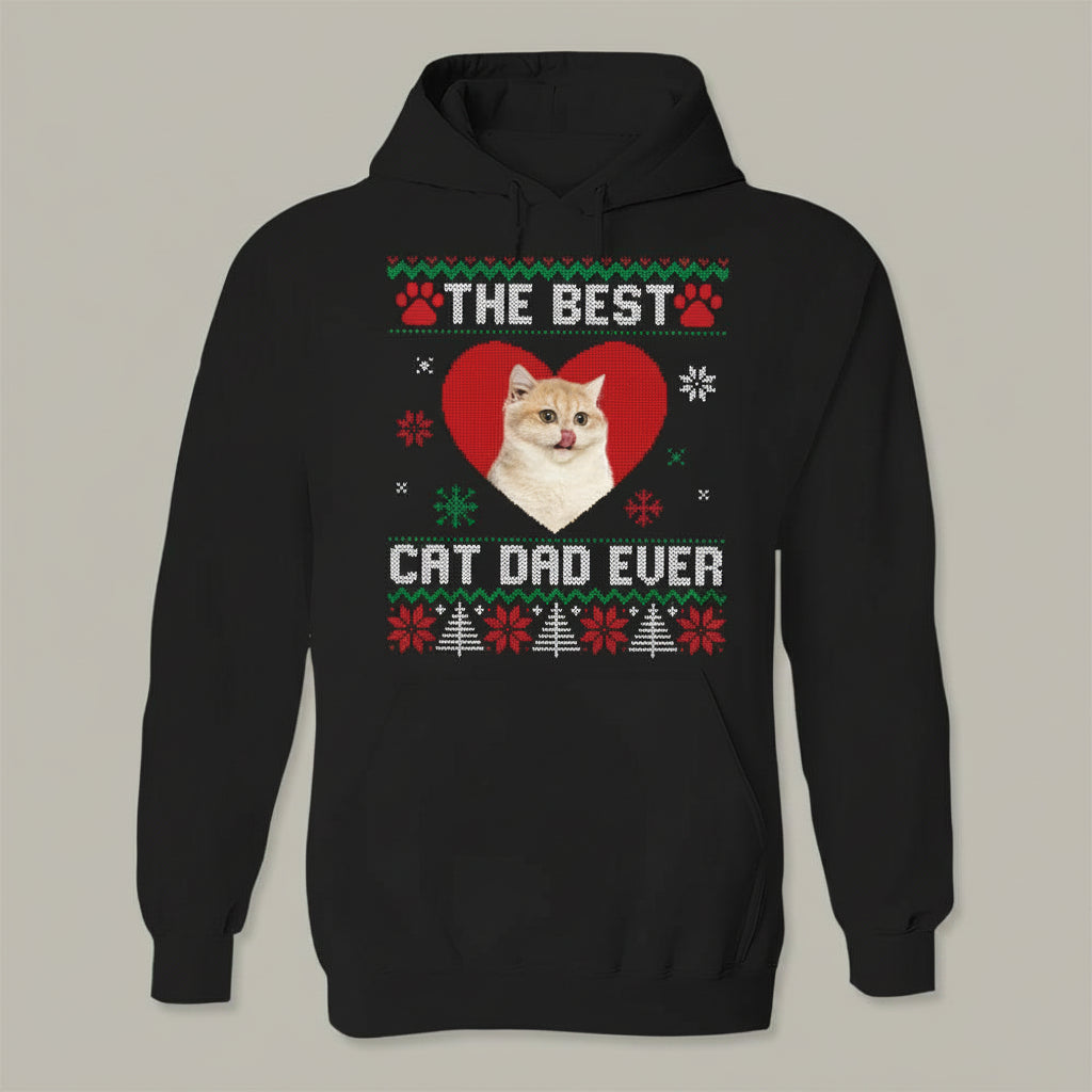 Custom Photo Best Cat Dad Christmas Sweatshirt N304