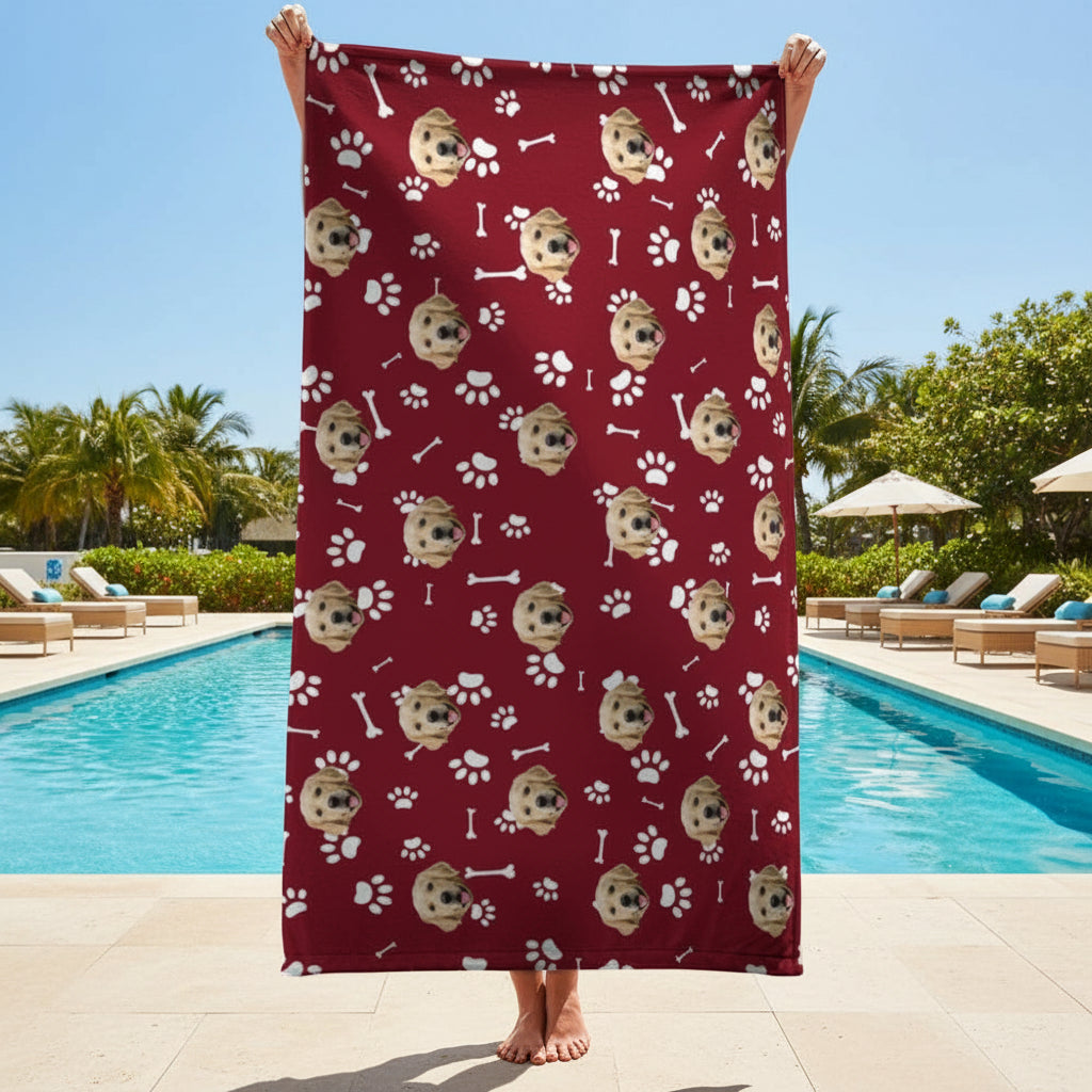 Custom Dog Photo With Icon Decoration Beach Towel TA29 88891