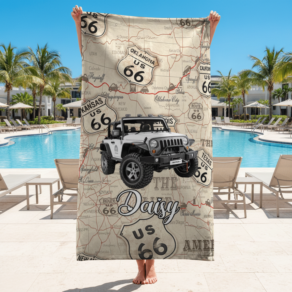 Custom Photo For Car Lover Beach Towel N304