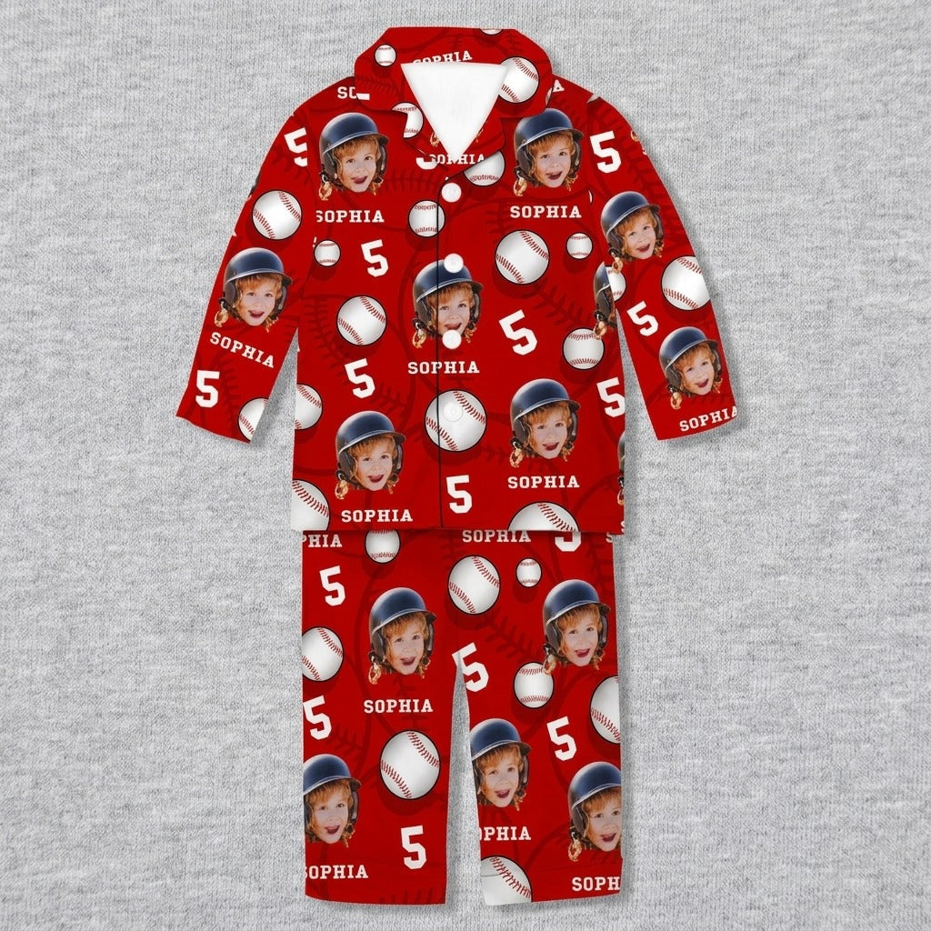 Custom Face Photo And Name Baseball Pajamas