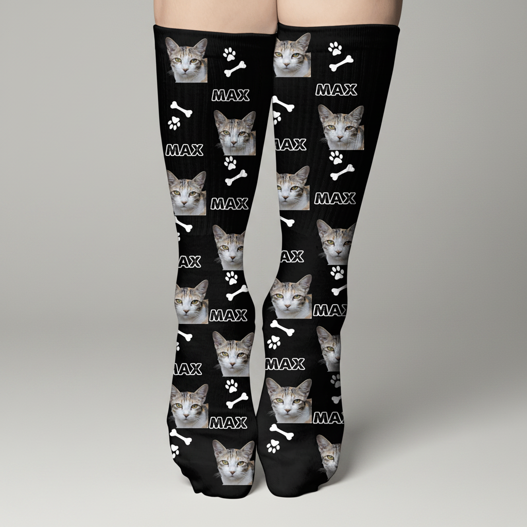 Custom Dog Cat Photo Socks, Personalized Gift For Dog Cat Lo