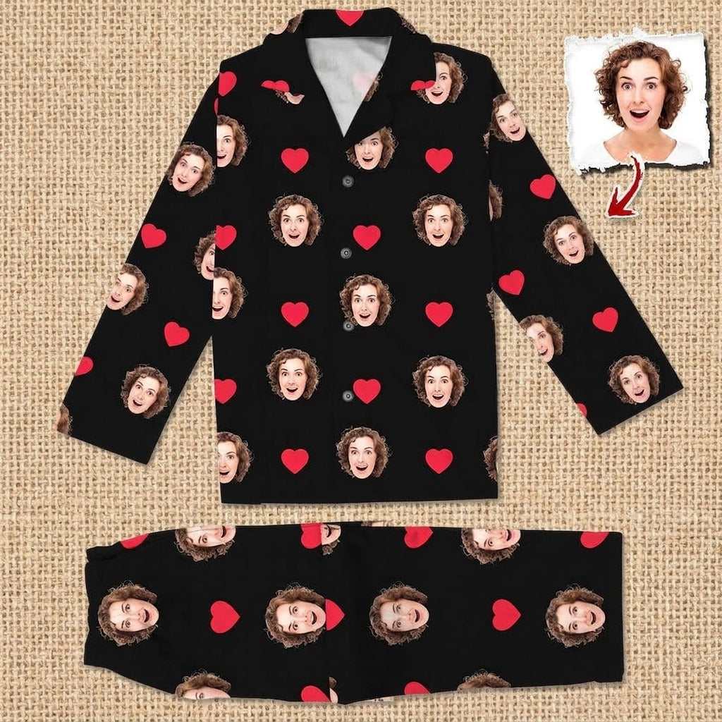 Custom Photo Face And Heart Icon Pajamas