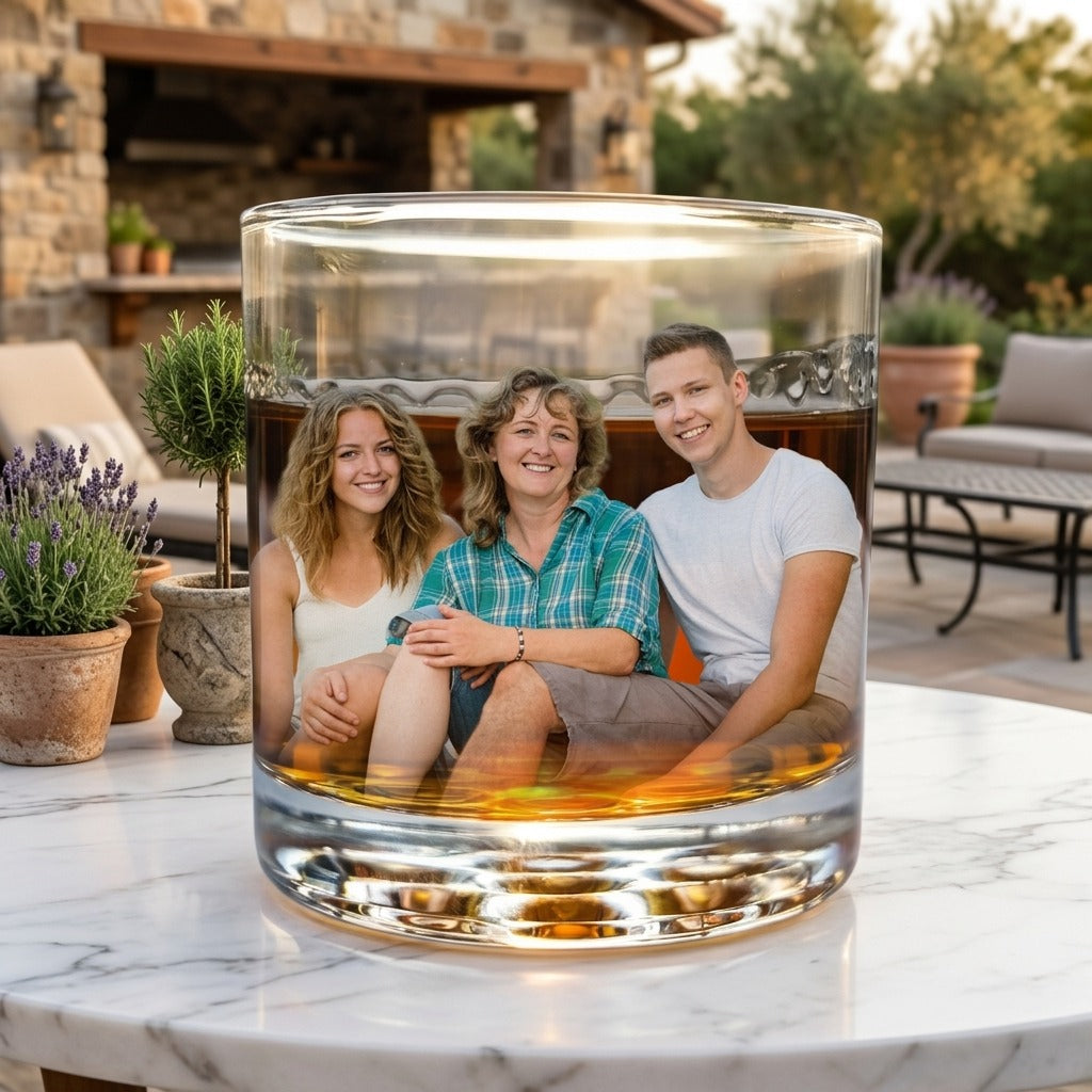 Custom Human Photo For Family Print Rock Glass