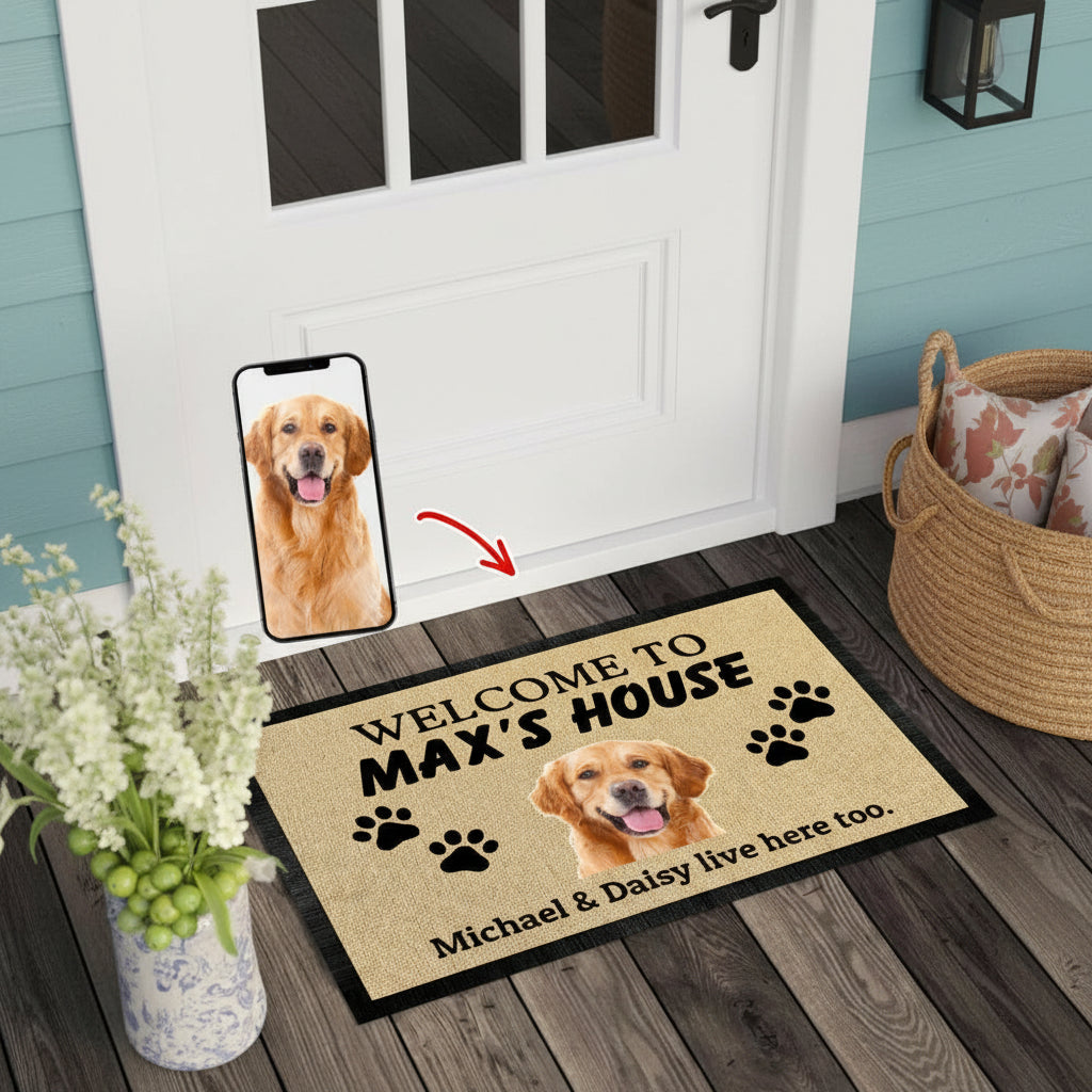 Customize Photo Welcome To House Dog Doormat DA199