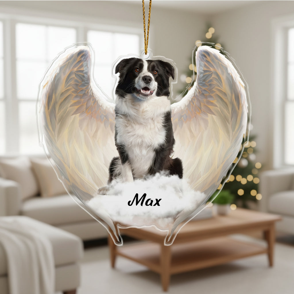 Custom Photo Pet Within Angel Wings Memorial Acrylic Ornamen