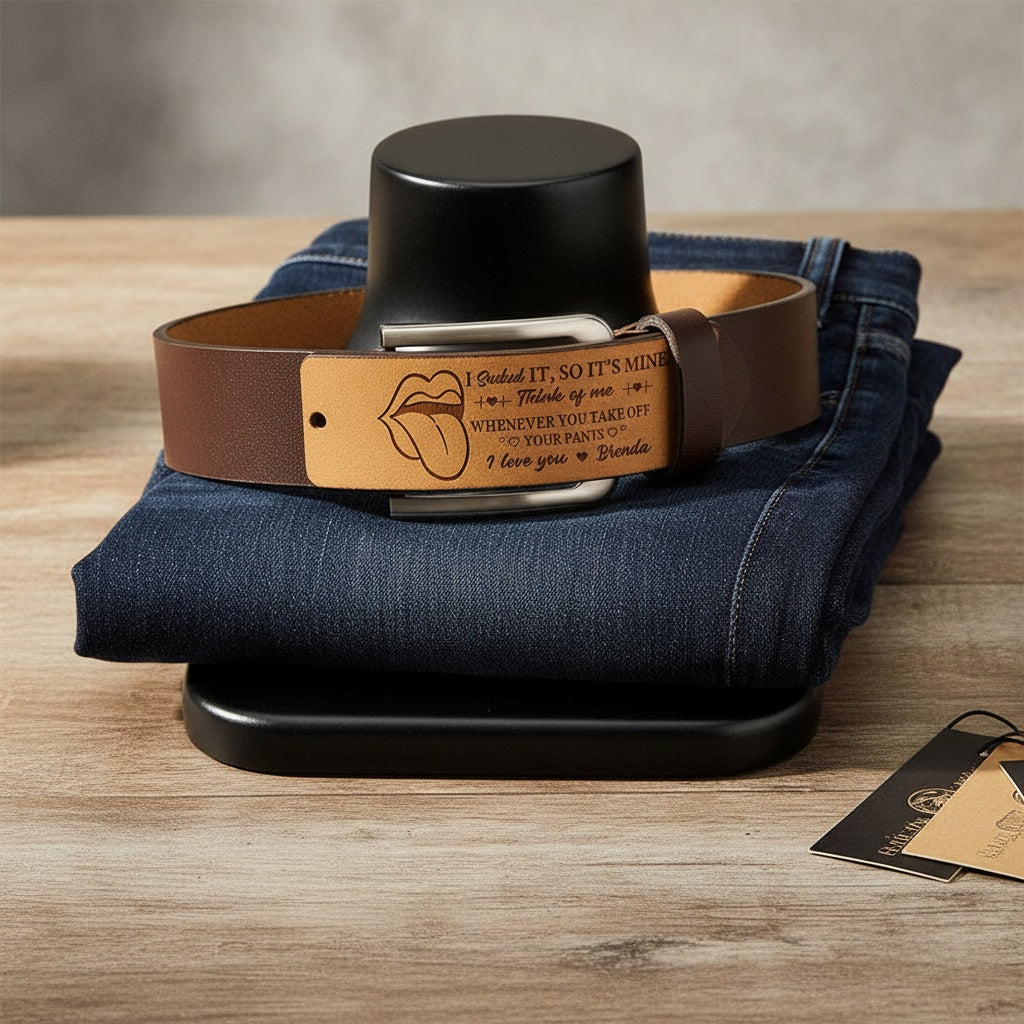 I Licked It So It's Mine Personalized Belt Valentines Gift For Husband Boyfriend