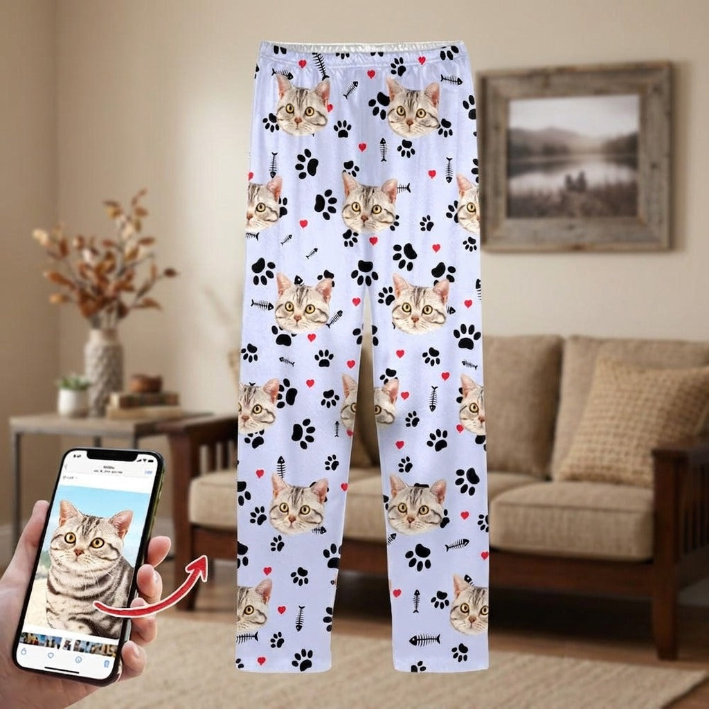 Custom Cat Photo With Icon Decoration Pajamas