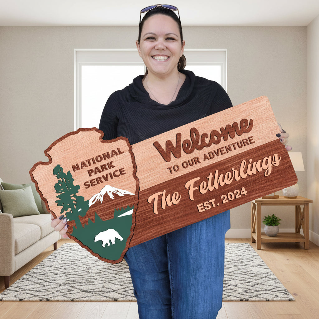 National Park Welcome To Our Adventure Sign Personalized Gif