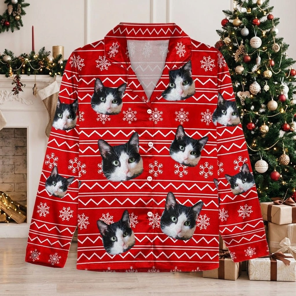 Custom Photo Christmas Cat Pajamas