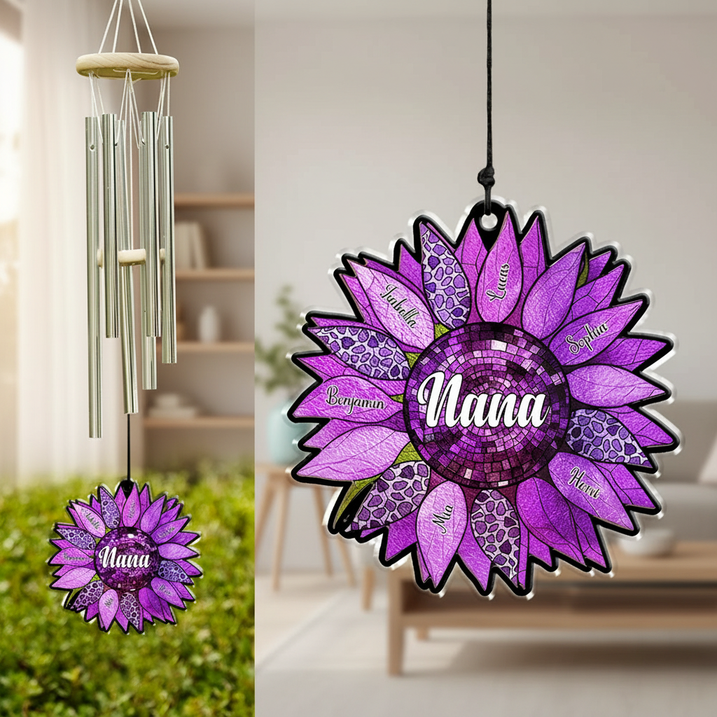 Personalized Name Nana Auntie Mom Family Sunflower Acrylic W