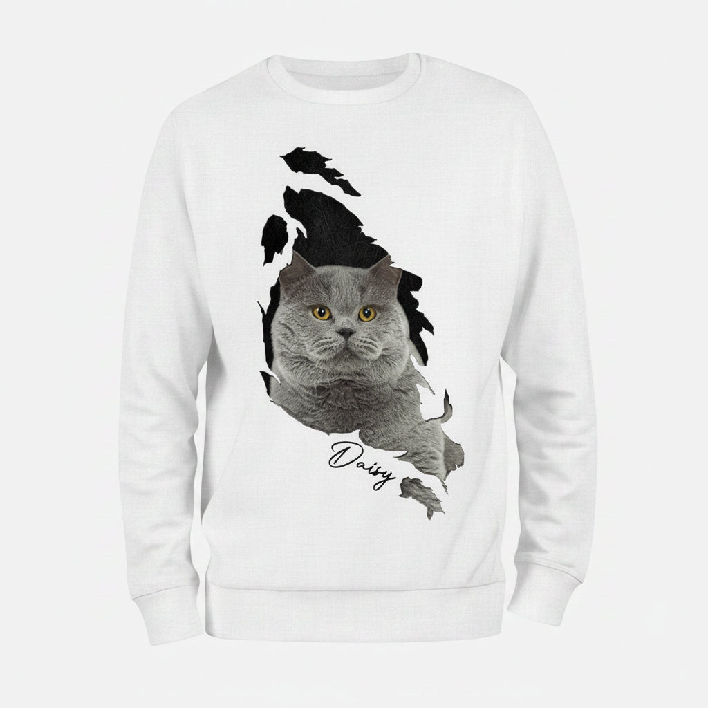 Custom Photo Dog Cat Behind The Scratch Pet Shirt N369 HN590