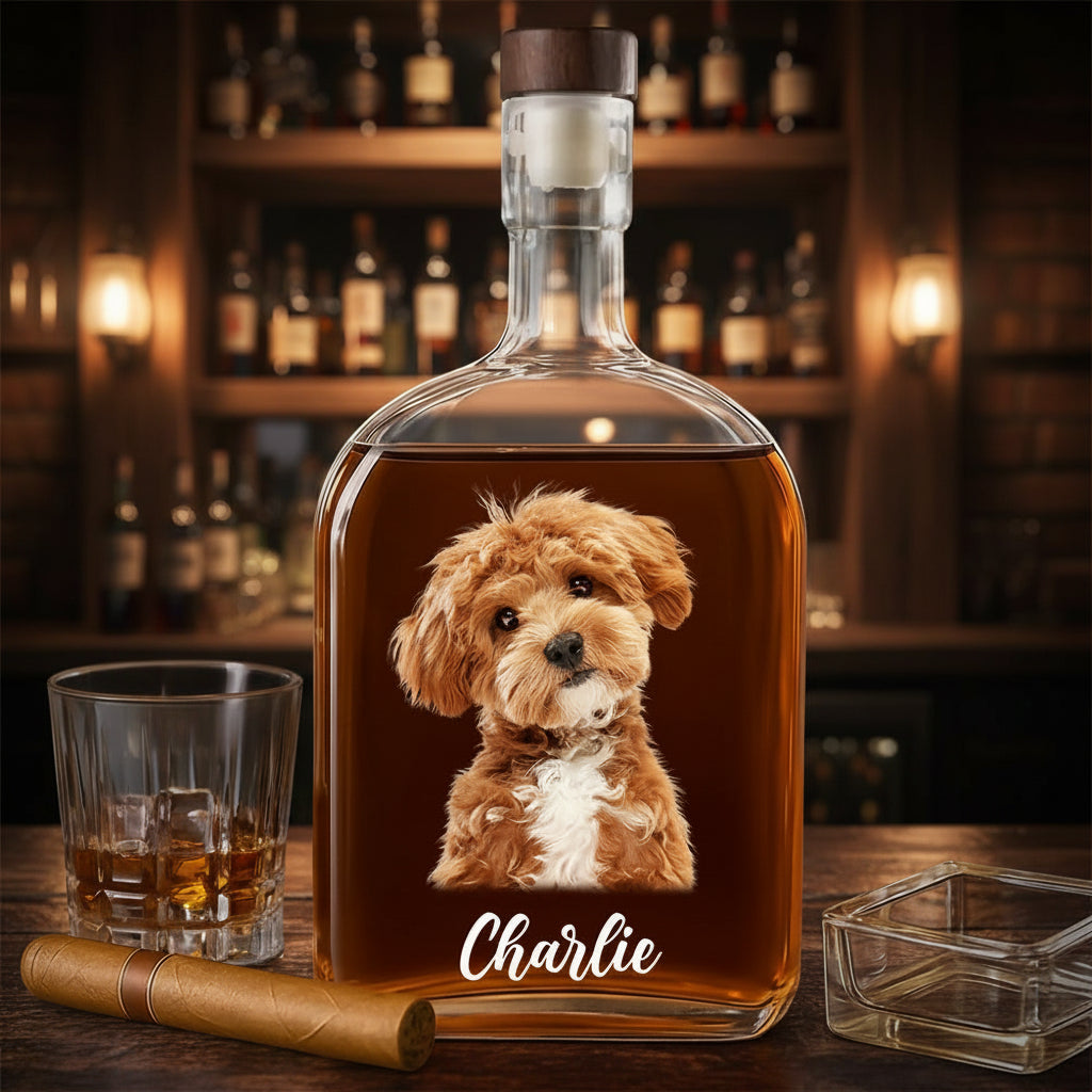 Custom Dog Photo Whiskey Bottle For Dog Lovers