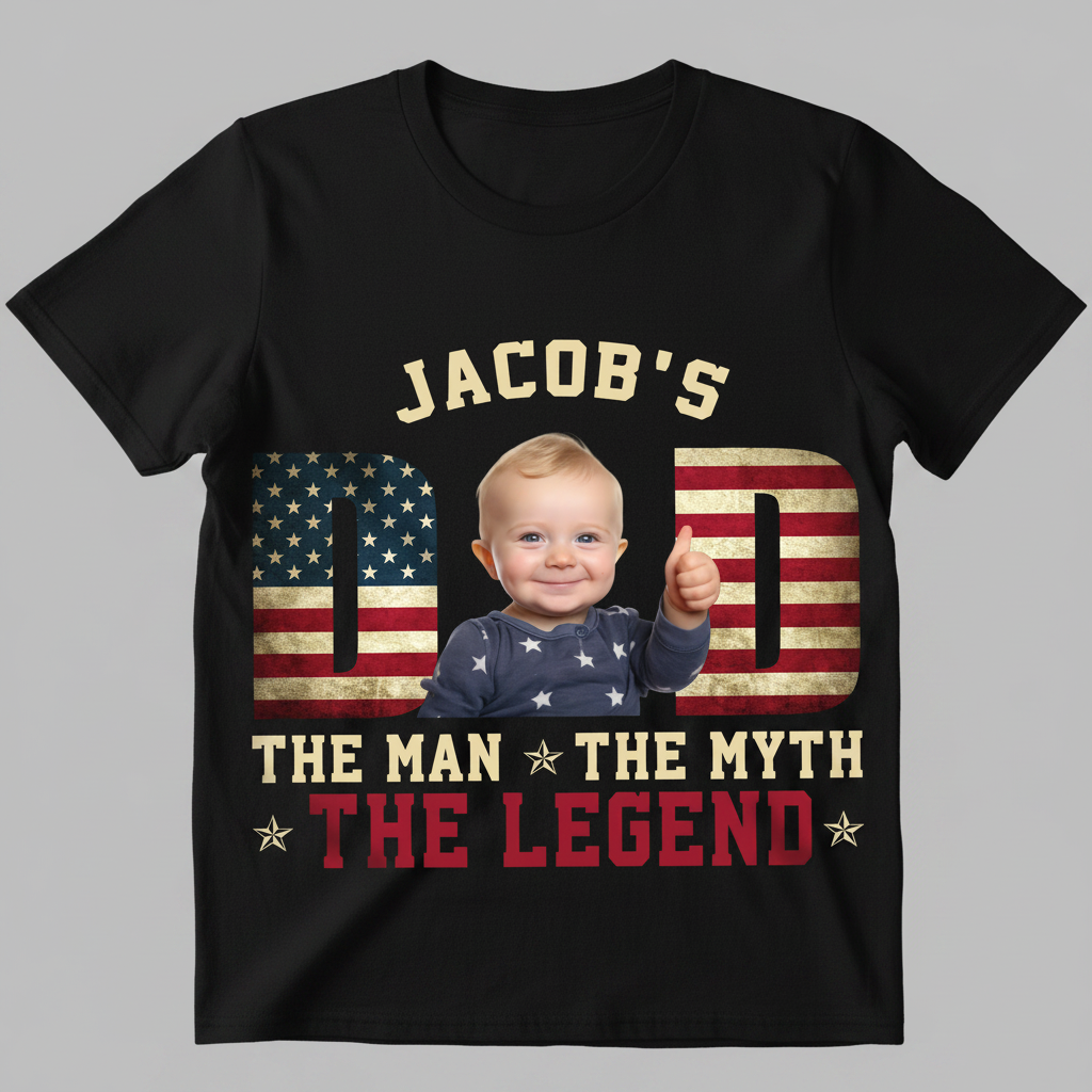 Custom Kid Photo - Dad, The Man The Myth The Legend Dad Shir