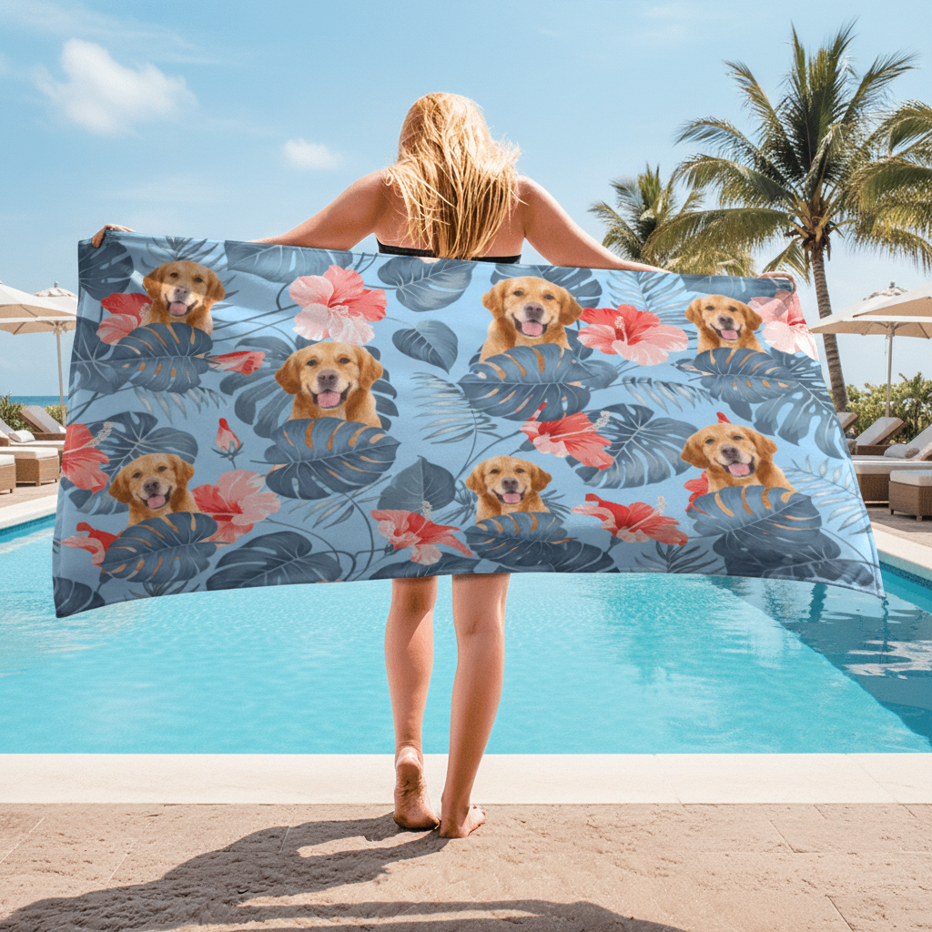 Custom Photo Dog Beach Towel TA29