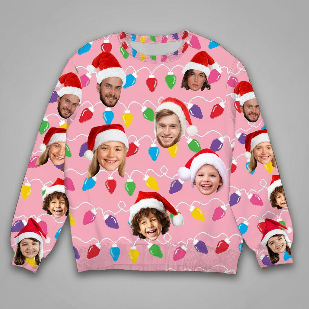 Custom Face Christmas Family Silly Xmas Leds AOP Ugly Sweats