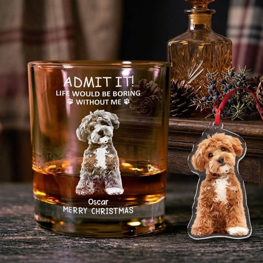 Custom Photo Life Would Be Boring Without Me Dog Cat Engraved Rock Glass