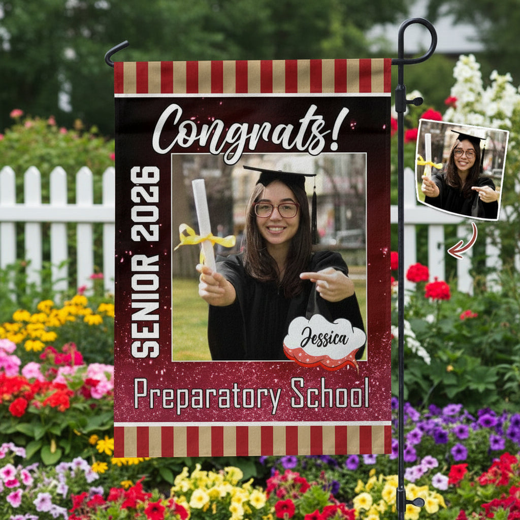Custom Photo Congrats Graduation Garden Flag TA29