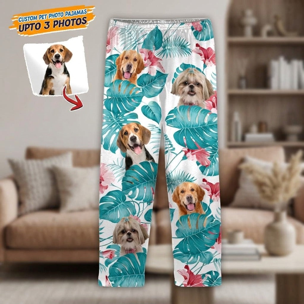Custom Photo Dog and Cat Pajamas Christmas T286