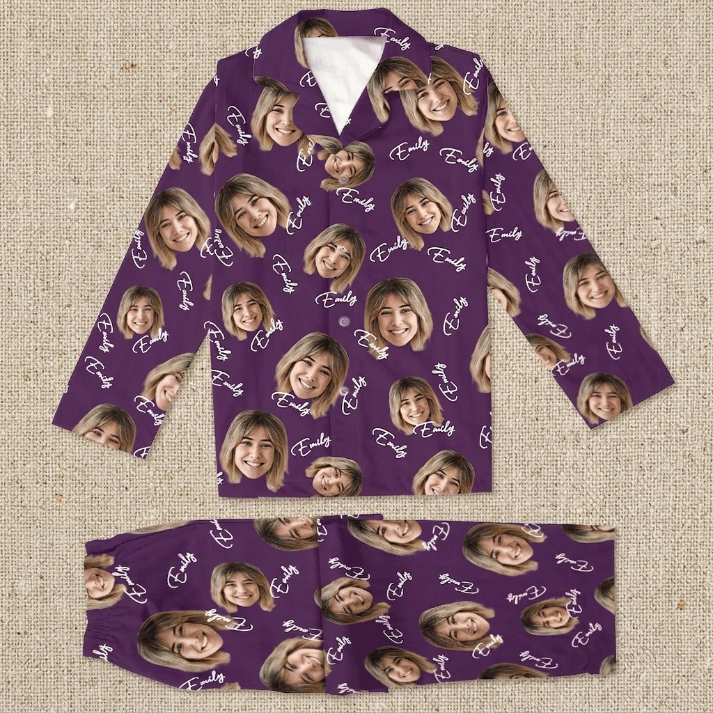 Custom Face and Name Family Matching Couple Pajamas