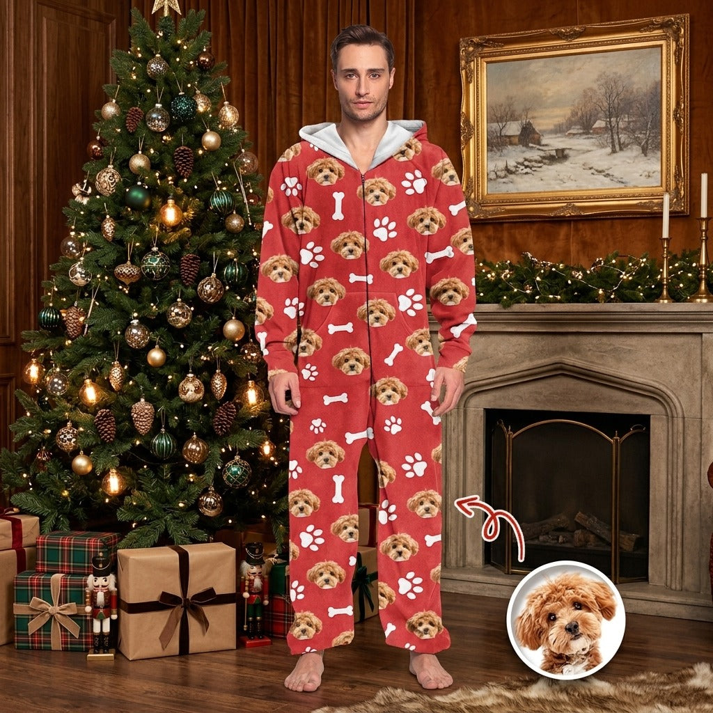 Custom Dog And Cat Photo With Accessories Pattern Pet Onesie Pajamas