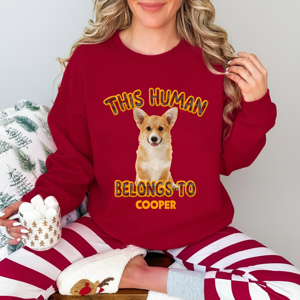 Custom Photo This Human Belongs To Dog Cat Sweatshirt TH10 8