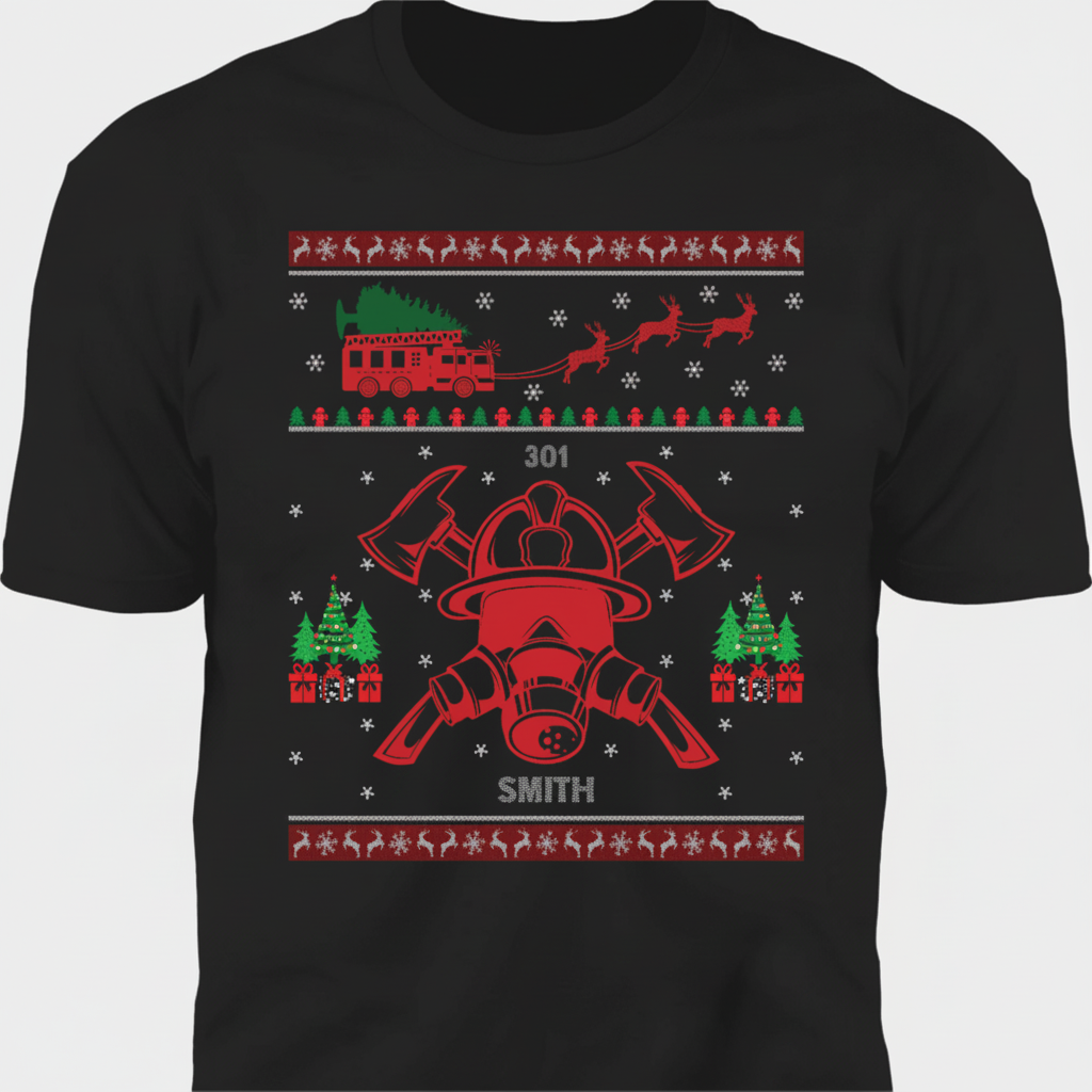 Firefighter Ugly Christmas Sweatshirt, Custom Sweatshirt NA2