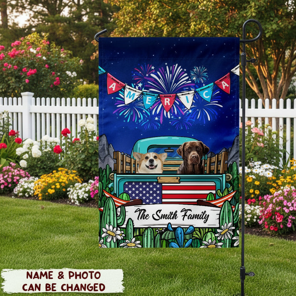 Custom Photo Happy Fourth Of July Dog Garden Flag Dog TA29 8