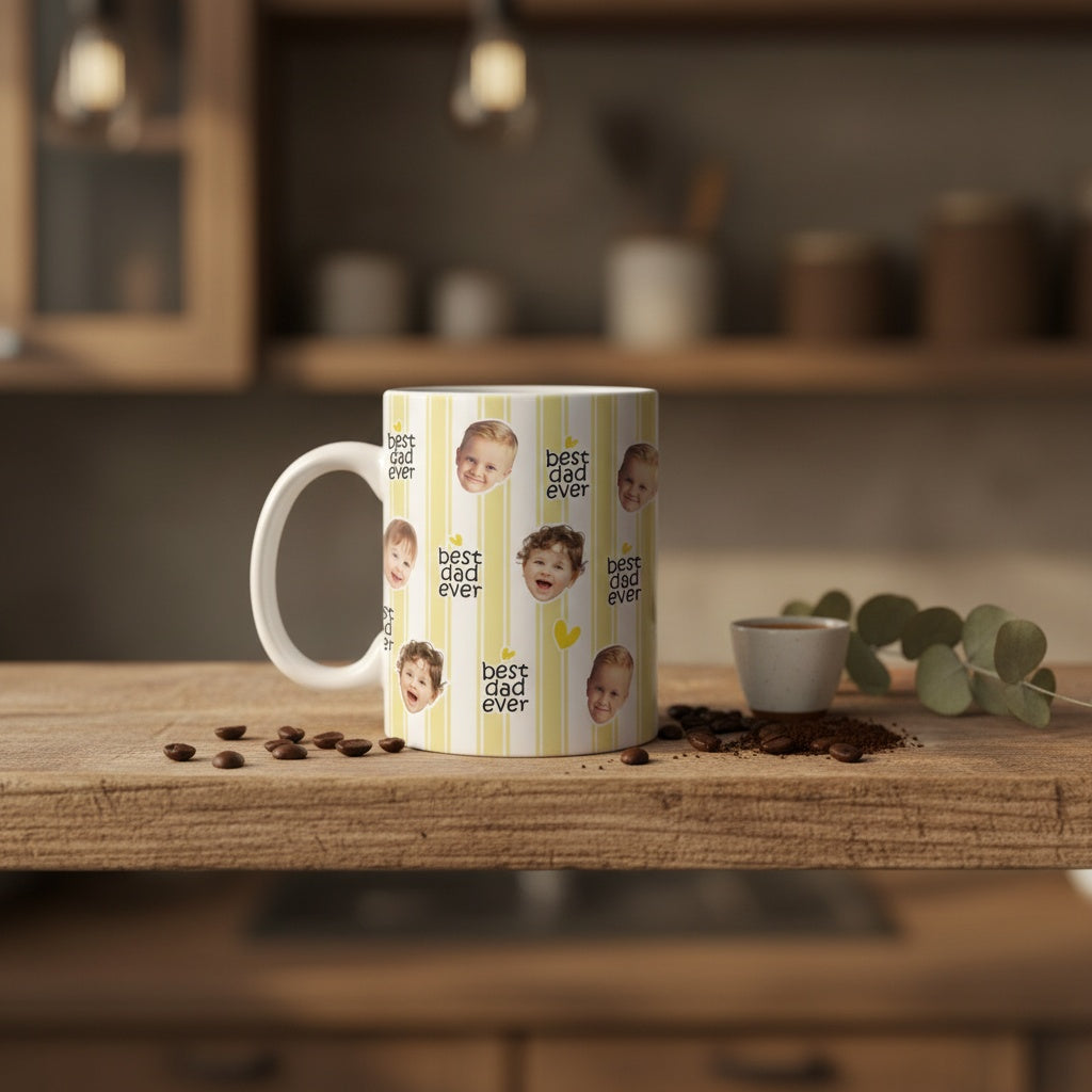 Custom Baby Face Best Dad, Mom Ever Print Full Mug - Personalized Gift for Parents