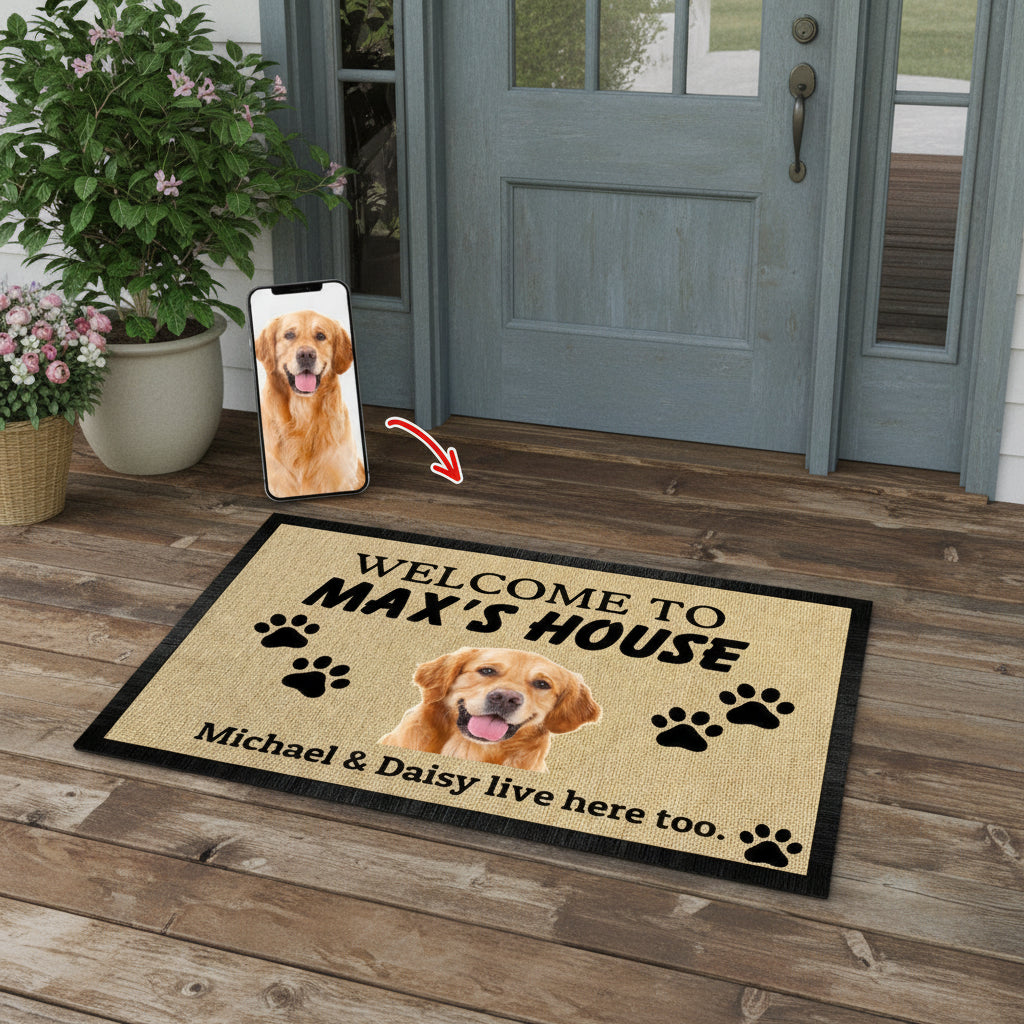 Custom Photo Welcome To House Dog Doormat K228
