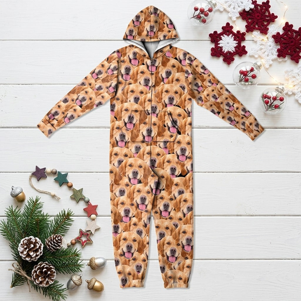 Custom Funny Dog Cat Face Photo Onesie Pajamas