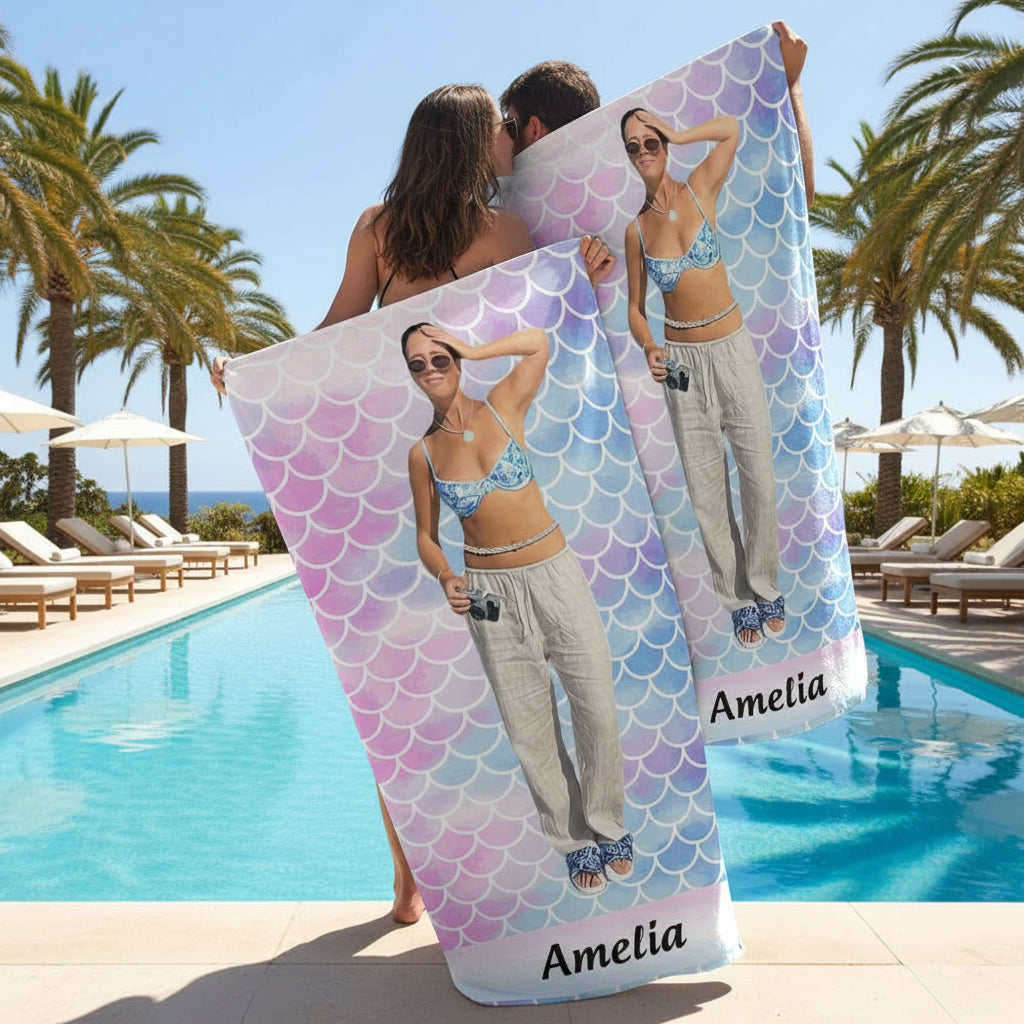 Custom Photo Traveling Beach Poolside Swimming Beach Towel D