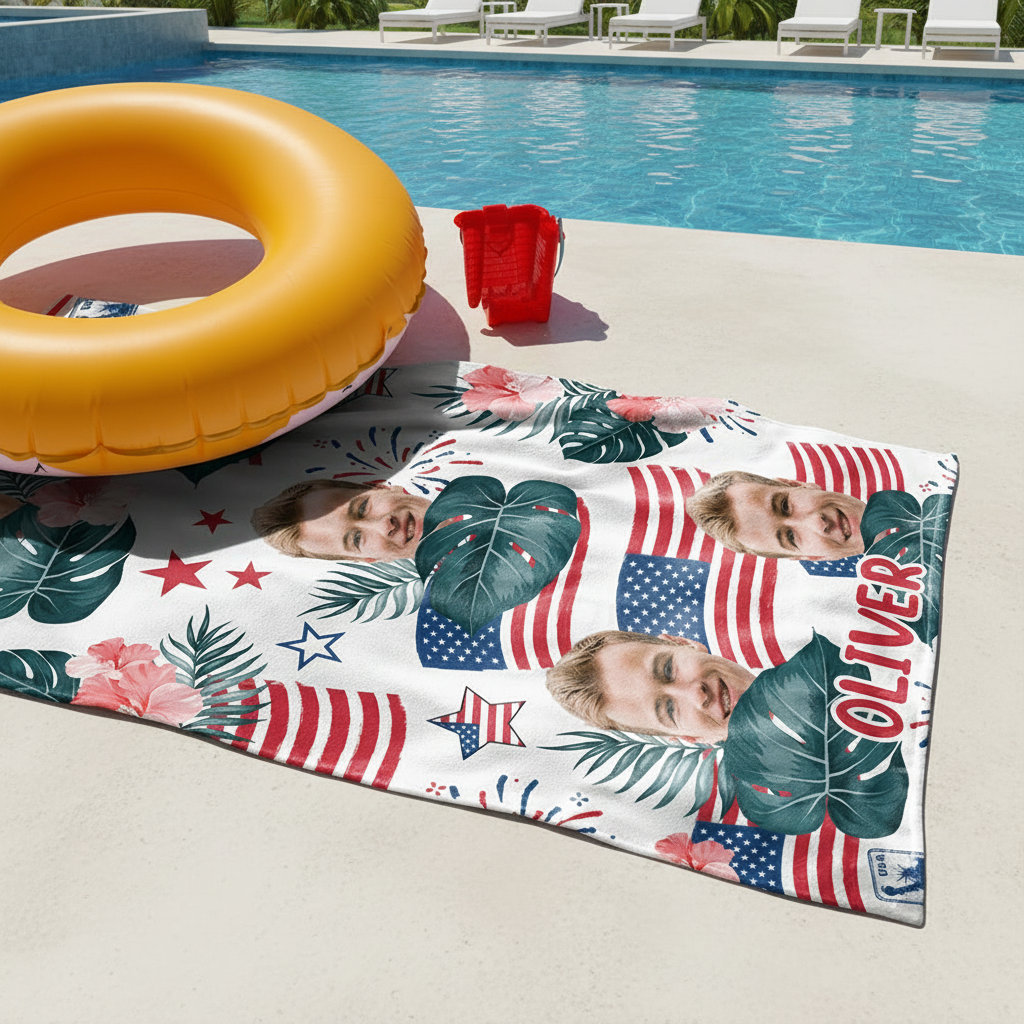 Custom Independence Day Photo Beach Towel CH07