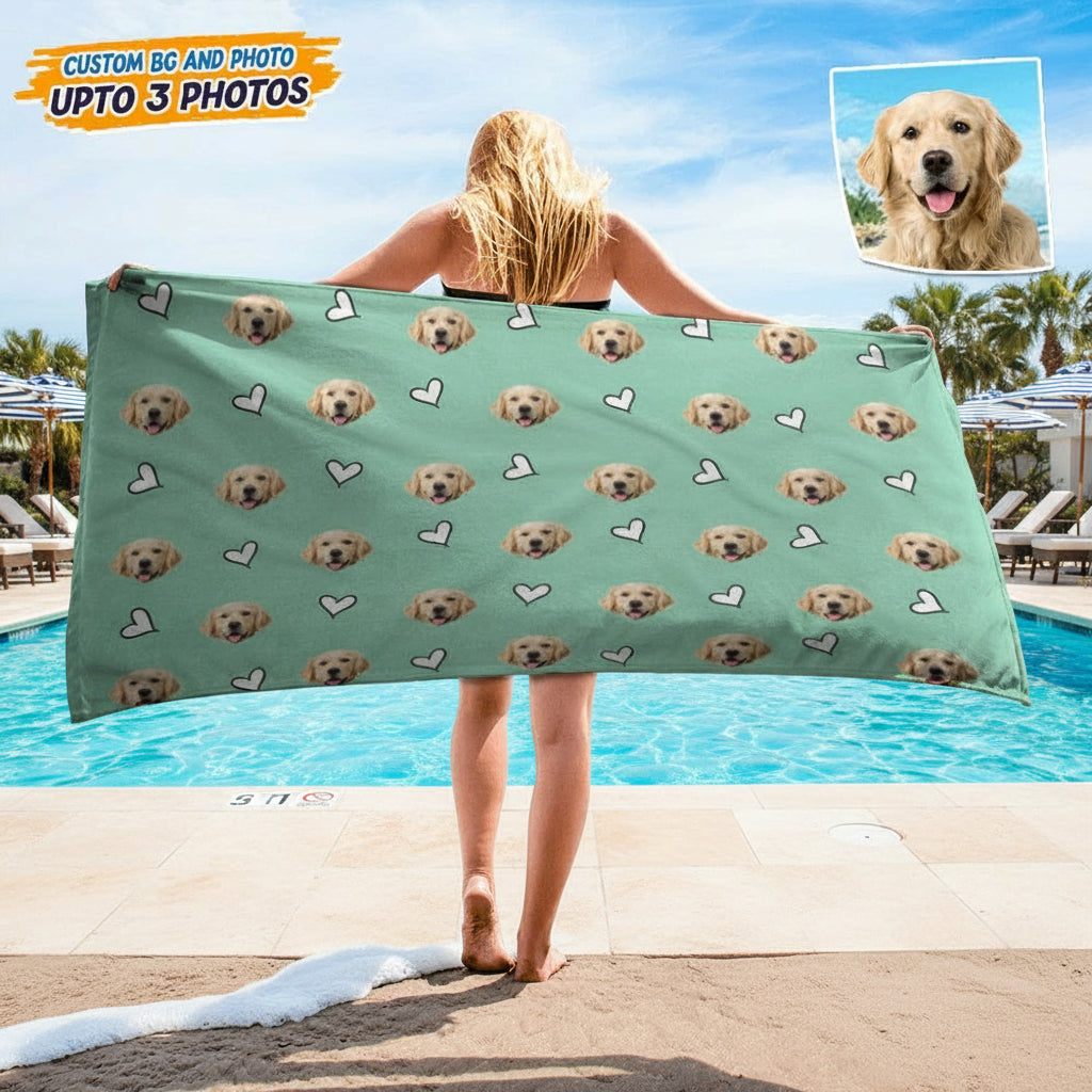 Custom Photo With Icon Decoration Dog Beach Towel TA29 88884