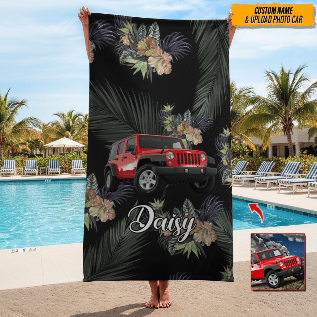 Custom Photo For Car Lover Beach Towel N304