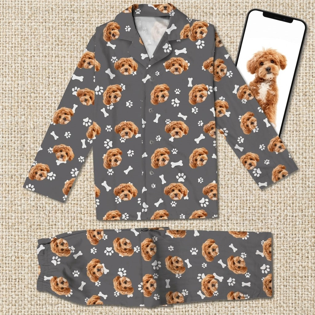 Custom Dog Face Photo With Colorful Background Pajamas T368