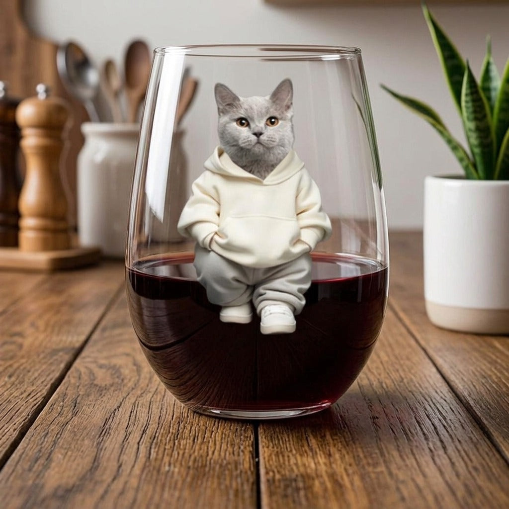 Custom Photo Cool Dog, Cat Wine Glass Gift For Dog Cat Pet Lover