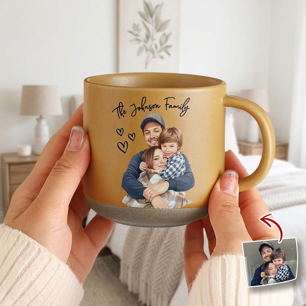 Custom Photo Pottery Mug For Family Or Couple
