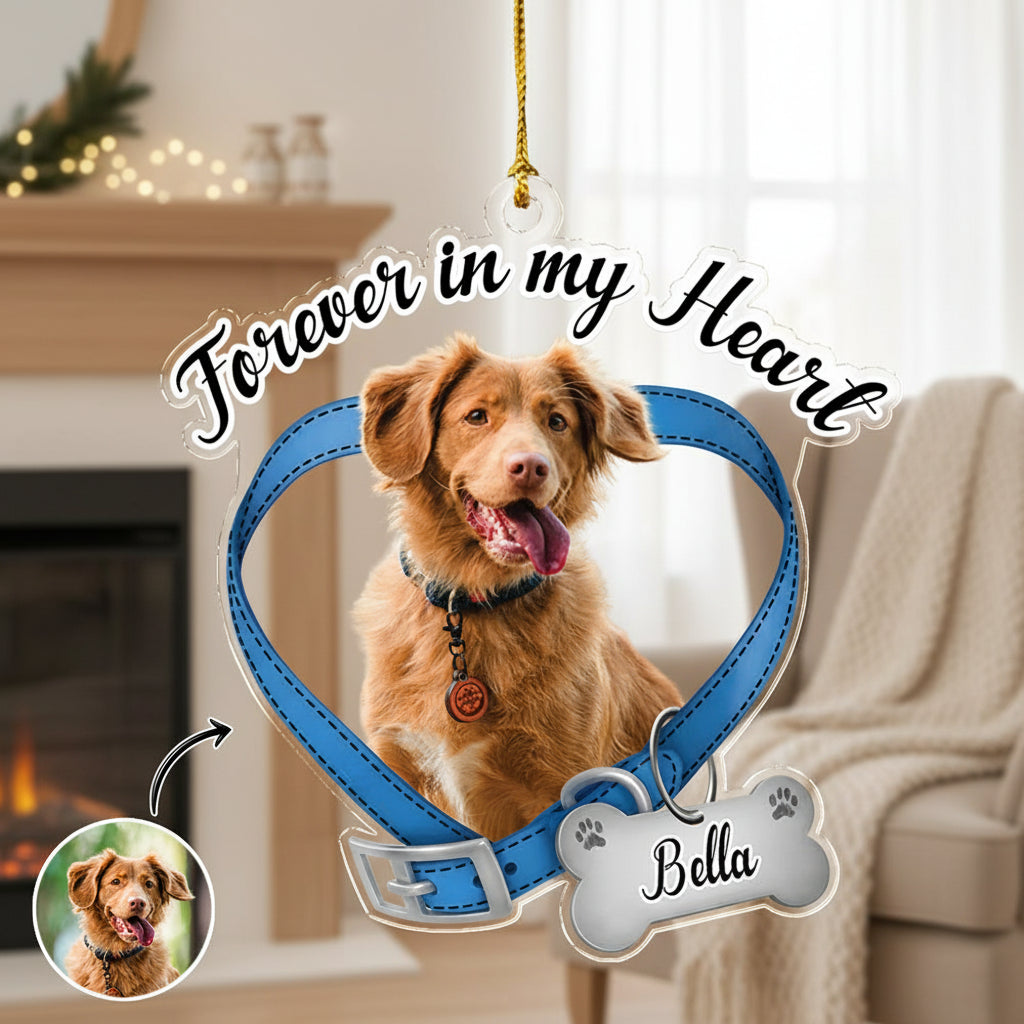 Custom Dog Photo Forever In My Heart Memorial Acrylic Orname