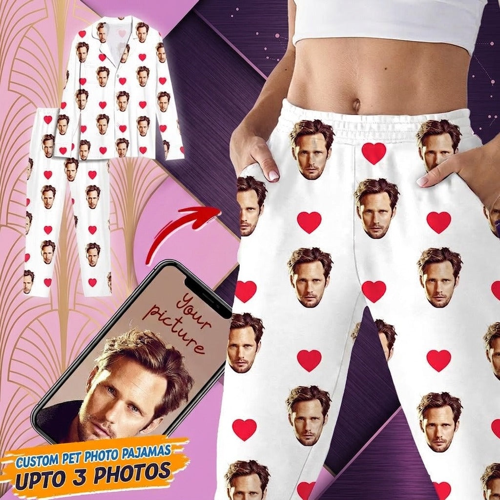 Custom Photo Face And Heart Icon Pajamas