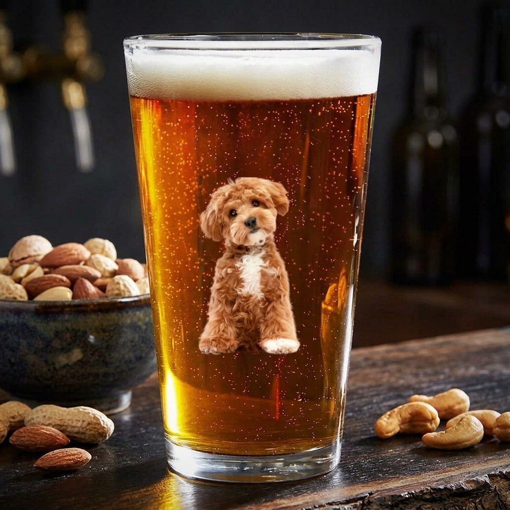 Custom Face Photo Dog Print Beer Glass