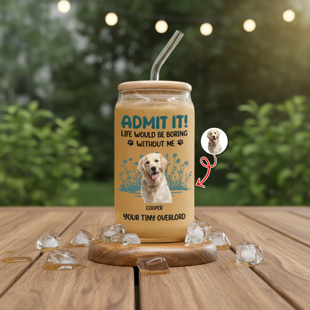 Custom Photo Admit It - Personalized Glass Can With Lid