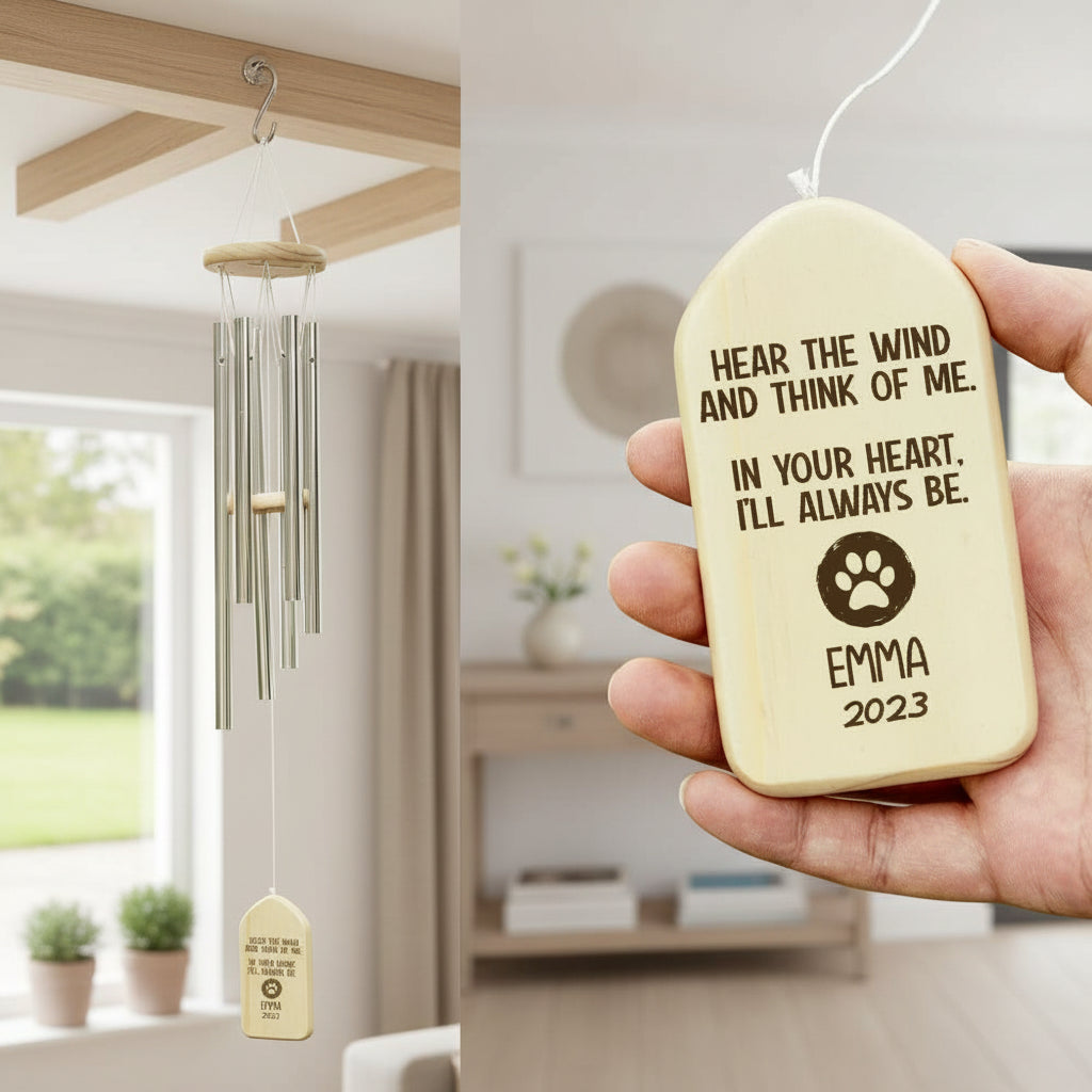 Hear The Wind And Think Of Me Dog Cat Memorial Wind Chimes P