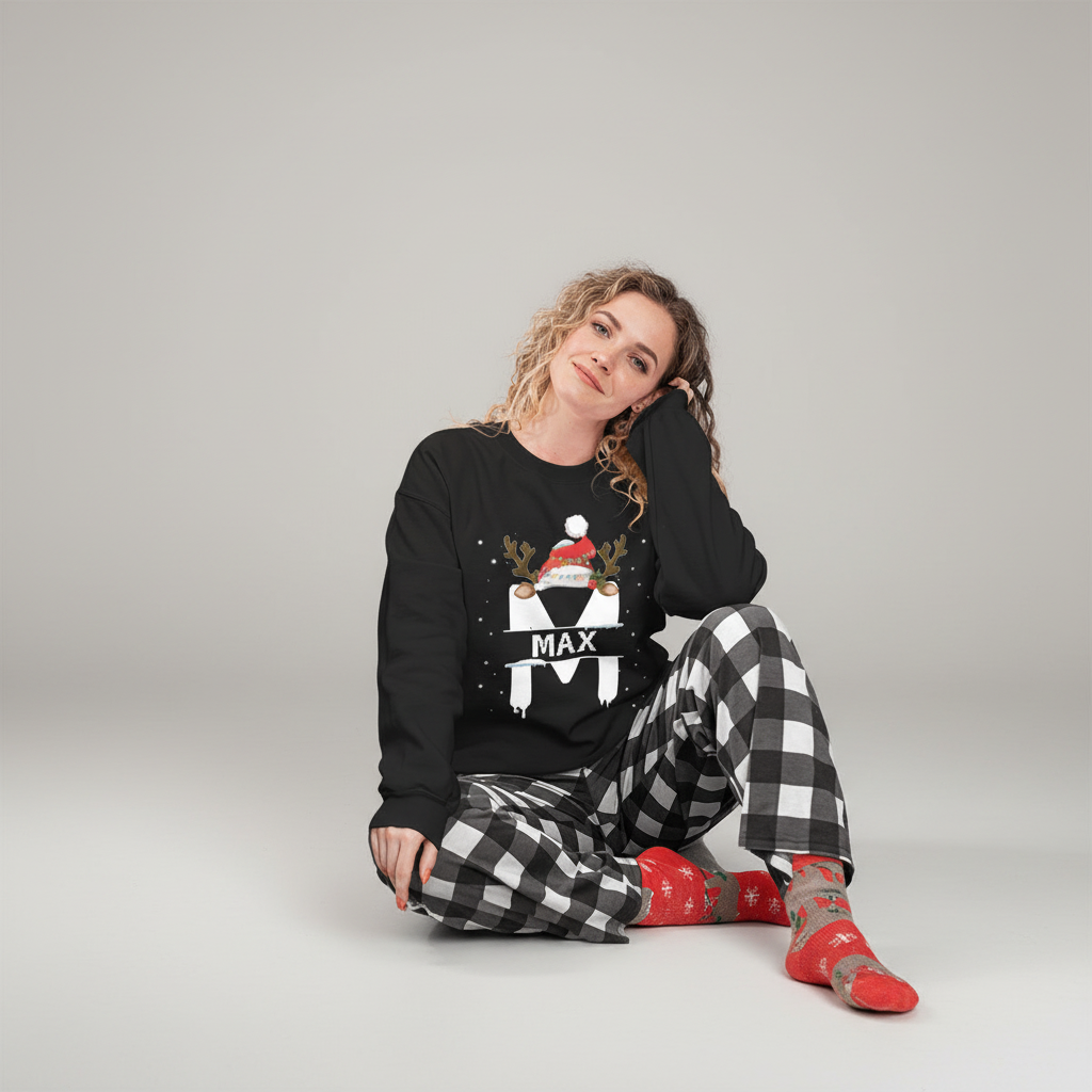 Christmas Alphabet Holidays Custom Name Family Sweater Chris