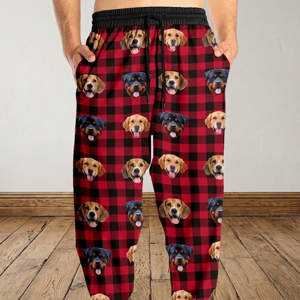 Custom Photo With Christmas Pattern Dog Cat For Men and Women Sweatpants