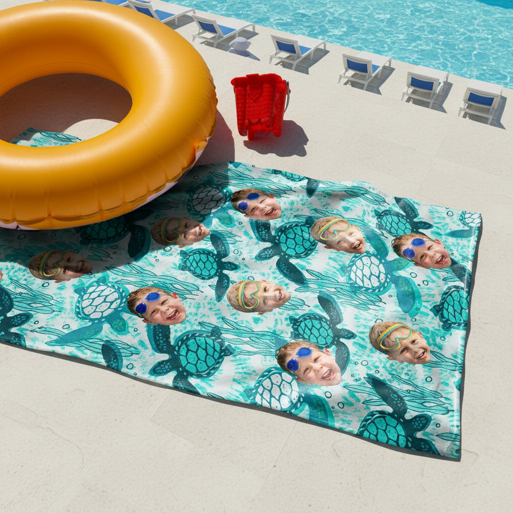 Custom Photo Turtles Pattern Beach Towel HO82